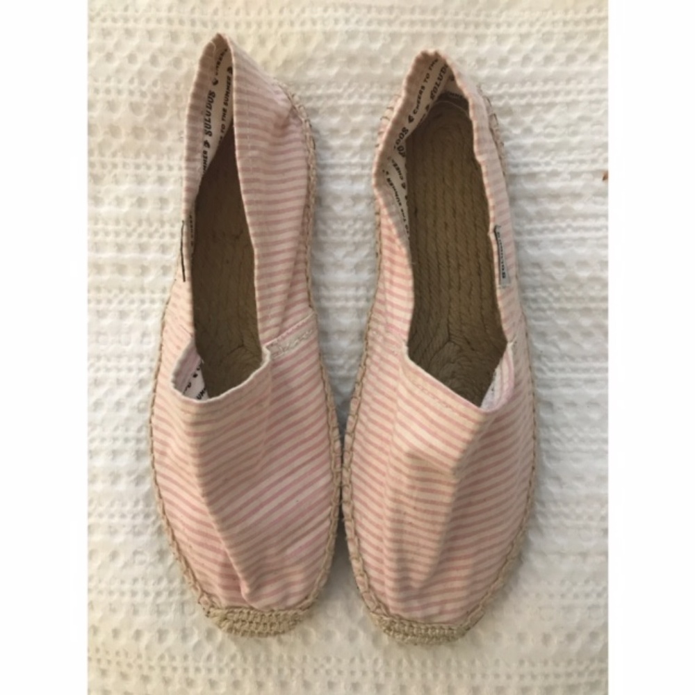 Soludos Flat Espadrilles | Pink and White | Size38